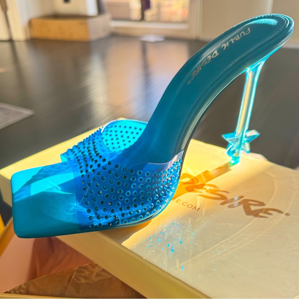 Blue Clear High Heels with Star Detail